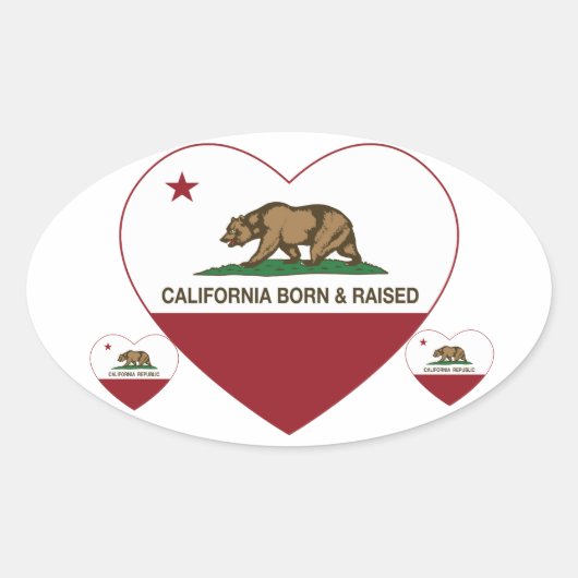 Californië Geboren en getogen hart Ovale Sticker (Voorkant)