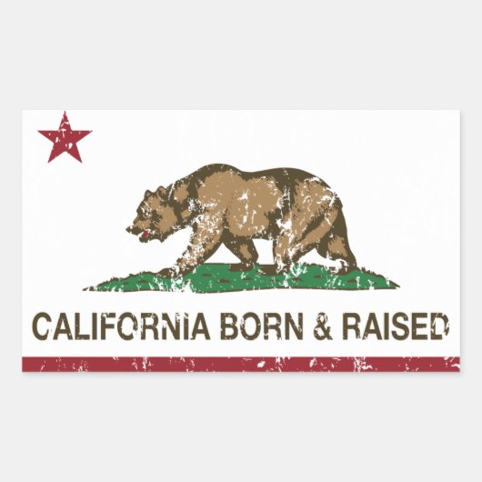 Californië Geboren en getogen Rechthoekige Sticker (Voorkant)