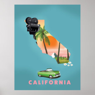 Californië geïllustreerd kaartposter poster