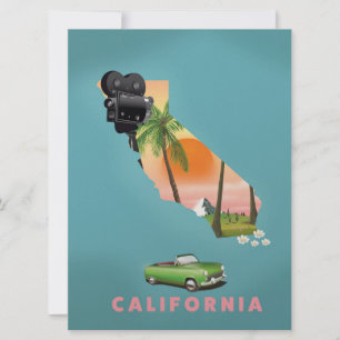 Californië geïllustreerde kaart poster