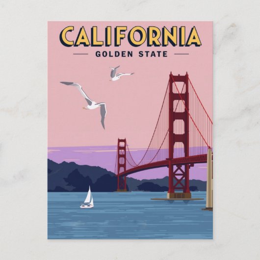Californië Golden Gate Bridge Zonsondergang Briefkaart (Voorkant)