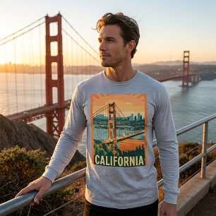 Californië Golden Gate Retro Lange Mouwen T-shirt