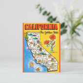 Californië Golden State Map Briefkaart (Staand voorkant)