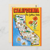 Californië Golden State Map Briefkaart (Voorkant / Achterkant)