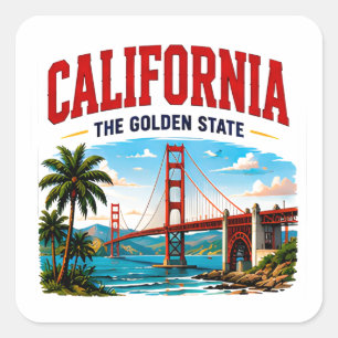 Californië Gouden Kust Avontuur Vierkante Sticker