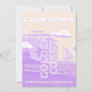 Californië, Gouden Kust, Reiskunst, Preppy Feestdagenkaart