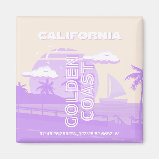 Californië, Gouden Kust, Reiskunst, Preppy Magneet (Voorkant)