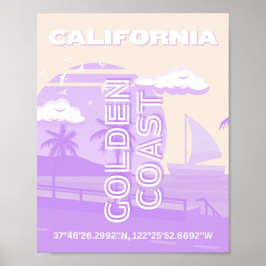 Californië, Gouden Kust, Reiskunst, Preppy Poster (Voorkant)