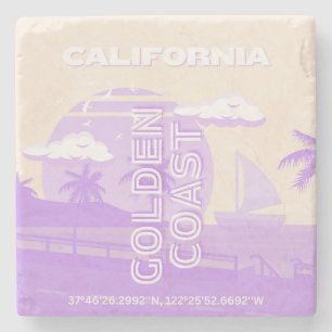 Californië, Gouden Kust, Reiskunst, Preppy Stenen Onderzetter