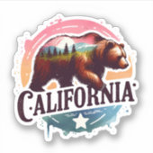 Californië, Grizzly Beer, Sticker (Voorkant)