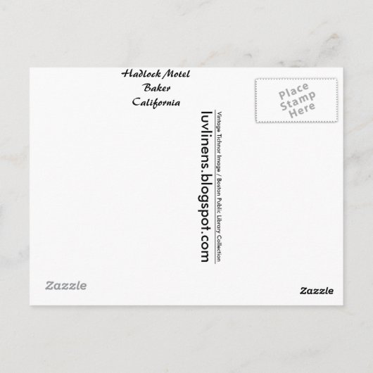 Californië, Hadlock Motel Briefkaart (Achterkant)