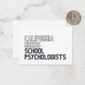 Californië heeft schoolpsychologen aantekeningen o notitiekaartje (Voorkant / Achterkant in situ)