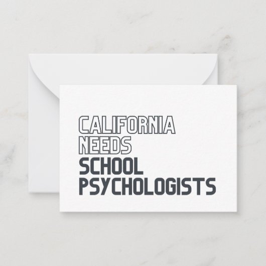 Californië heeft schoolpsychologen aantekeningen o notitiekaartje (Voorkant)