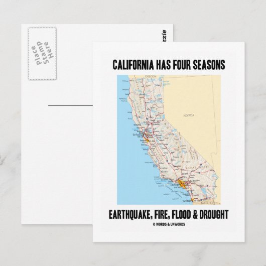 Californië heeft vier seizoenen door de aardbeving briefkaart (Voorkant / Achterkant)