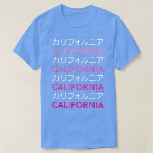 Californië in het Japans Katakana Word Minimalist T-shirt (Design voorkant)