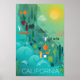 Californië Kaart Afdruk Poster