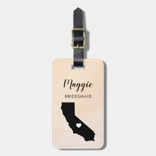 Californië kaart Bagagelabel, bruiloft feest welko Bagagelabel (Voorkant verticaal)