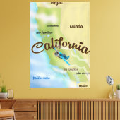 Californië  kaart en reisposter canvas afdruk (Insitu (Woonkamer))