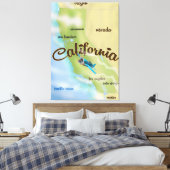 Californië  kaart en reisposter canvas afdruk (Insitu (Slaapkamer))