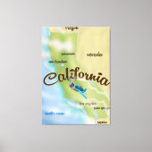 Californië  kaart en reisposter canvas afdruk (Voorkant)
