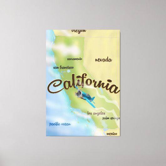 Californië  kaart en reisposter canvas afdruk (Voorkant)