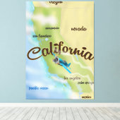 Californië  kaart en reisposter canvas afdruk (Insitu (Houten vloer))