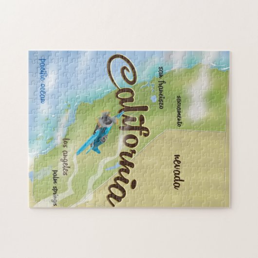 Californië  kaart en reisposter legpuzzel (Horizontaal)