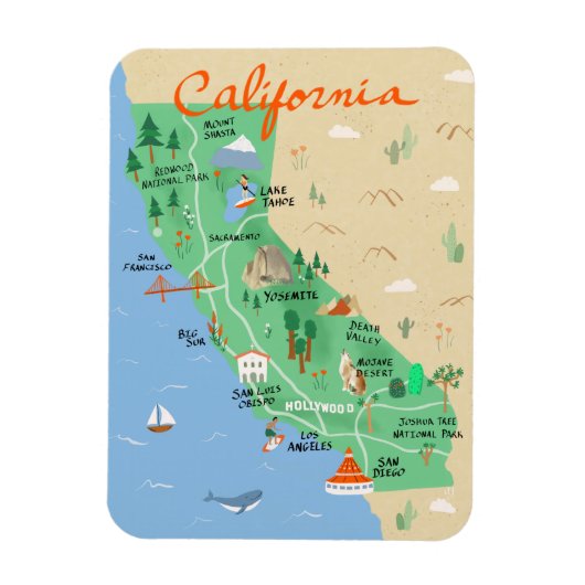 Californië Kaart Magnet Magneet (Verticaal)