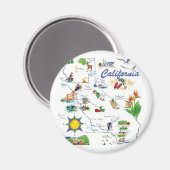 Californië Kaart ronde magneet (Voorkant / Achterkant)