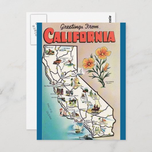  Californië Kaart USA Toerisme (Voorkant / Achterkant)