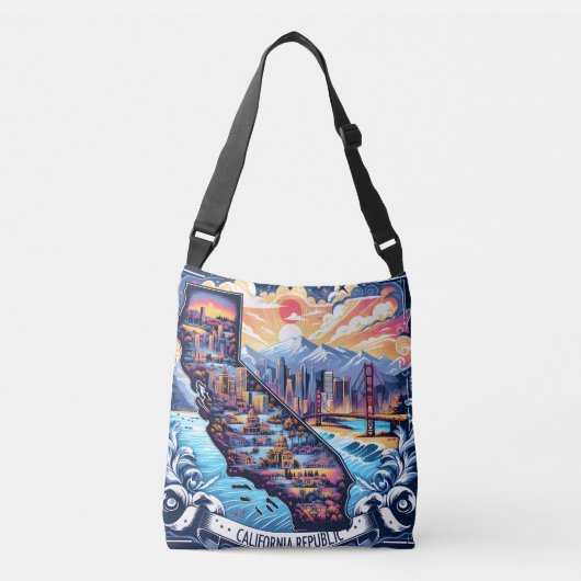 Californië Kaart Vector Kunst Crossbody Tas (Voorkant)