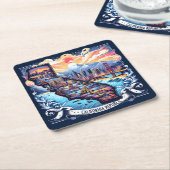 Californië Kaart Vector Kunst Kartonnen Onderzetters (Schuin)