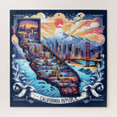 Californië Kaart Vector Kunst Legpuzzel (Verticaal)
