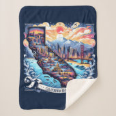 Californië Kaart Vector Kunst Sherpa Deken (Voorkant)