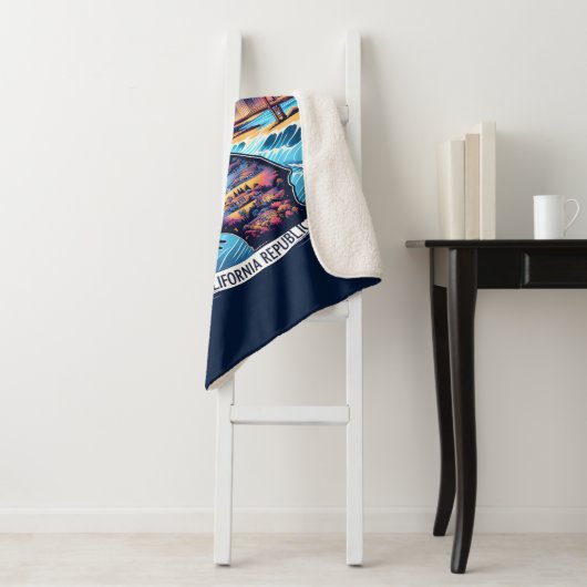Californië Kaart Vector Kunst Sherpa Deken (In situ)