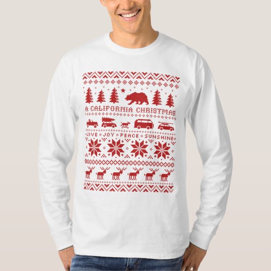 Californië Kerst Lelijk Schattige Xmas Sweater Des T-shirt (Voorkant)