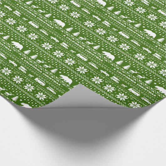 Californië kerstpatroon Schattige groen en wit Cadeaupapier (Hoek)