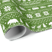 Californië kerstpatroon Schattige groen en wit Cadeaupapier (Rol Hoek)