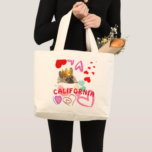 Californië King Hondenliefhebber Trendy Zomerreize Grote Tote Bag (Voorkant (product))