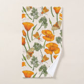 Californië klaprozen en motten op off white 2 bad handdoek (Handdoek)