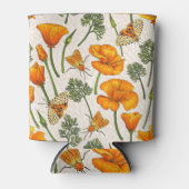 Californië klaprozen en motten op off white 2 blikjeskoeler (Voorkant)