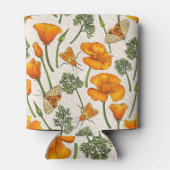 Californië klaprozen en motten op off white 2 blikjeskoeler (Achterkant)