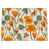 Californië klaprozen en motten op off white 2 groot cadeauzakje (Voorkant)