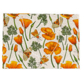 Californië klaprozen en motten op off white 2 groot cadeauzakje (Achterkant)