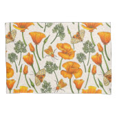 Californië klaprozen en motten op off white 2 kussensloop (Voorkant-Links)