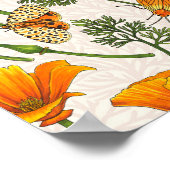 Californië klaprozen en motten op off white 2 poster (Hoek)