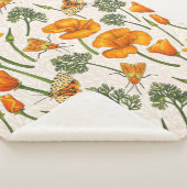 Californië klaprozen en motten op off white 2 sherpa deken (3/4)