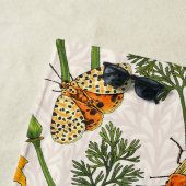 Californië klaprozen en motten op off white 2 strandlaken (In situ)