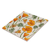 Californië klaprozen en motten op off white 2 tegeltje (Zijkant)