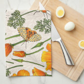 Californië klaprozen en motten op off white 2 theedoek (Quarter Fold)